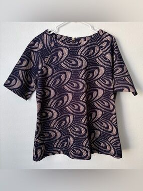 Navy & Nude patterned blouse, textured print